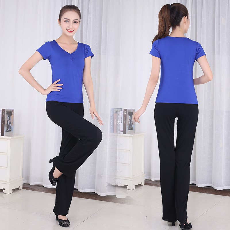 夏天瑜伽服黑色形体服初学者莫尔礼仪训练舞蹈服装练功服女套装