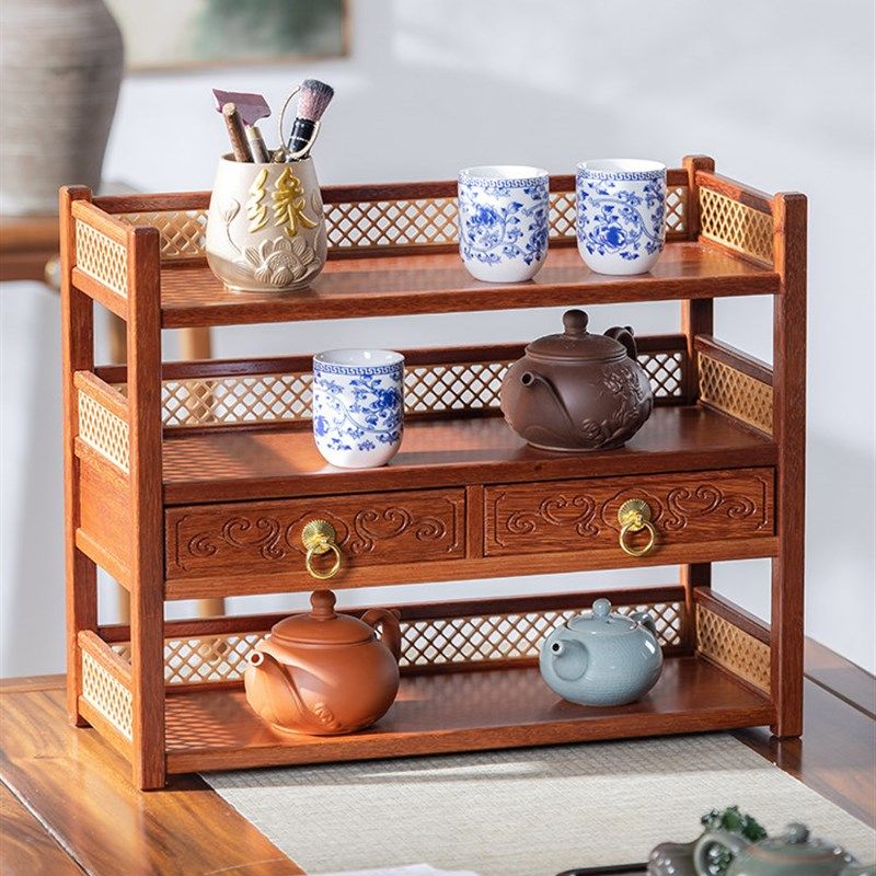 实木小型博古架中式桌面茶杯收纳置物架紫砂壶摆件架茶具展示架子,住宅家具,多宝格/博古架,淘宝优惠券,粉丝福利购,淘宝优惠卷