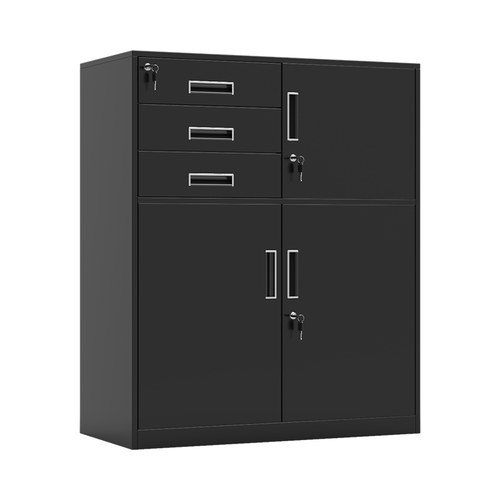 偏三保文件柜铁皮矮柜办公室资料柜阳台抽屉储物柜工具带锁小柜子