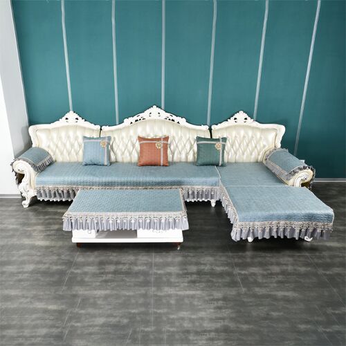 纯色科技布沙发垫盖巾防滑绿色蓝色抱枕套欧式沙发套布艺橘色定制