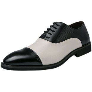 皮鞋男英伦黑白色男鞋韩版休闲男鞋影楼拍照鞋子48大码鞋时尚百搭