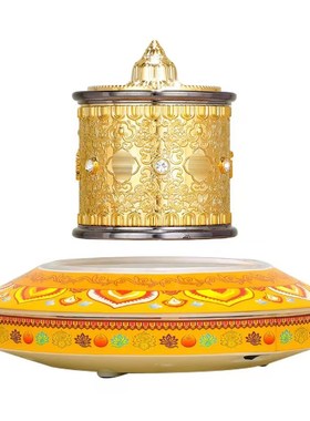 藏式磁悬浮转轮车载家用摆件西藏桌面电动藏族转金轮摆件转金筒