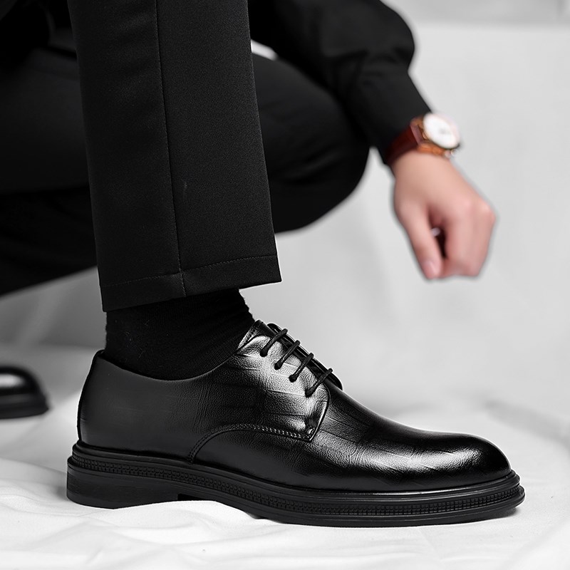 皮鞋男款商务正装软底透气防臭内增高年轻人结婚英伦风尖头高级感