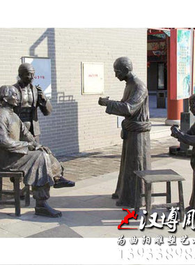 明清时期民俗雕塑玻璃纤维仿铜古代街头卖艺人物雕像街头铜像订制