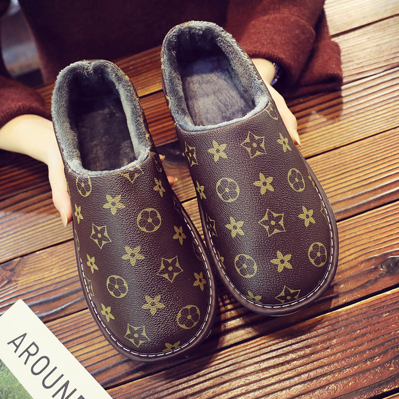 防水皮面包跟月子保暖棉拖鞋厚底家居防滑男女情侣棉鞋秋冬季外穿,居家布艺,居家棉拖/棉鞋,淘宝优惠券,粉丝福利购,淘宝优惠卷