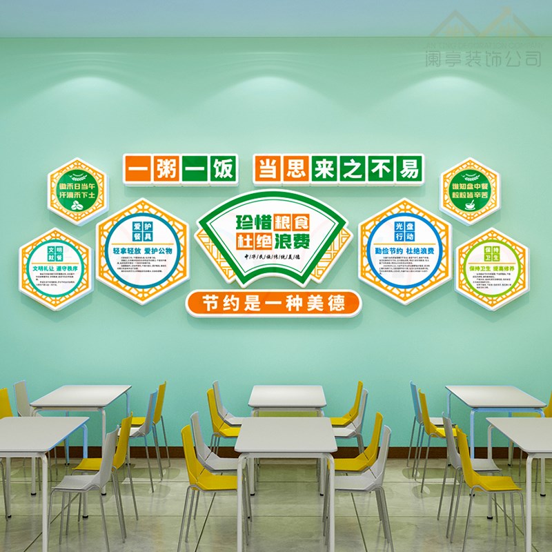 节约粮食墙贴餐厅学校食堂文化墙贴宣传画中小学珍惜粮食贴纸标语