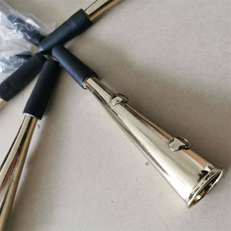 巡道喇叭口笛镀铜号角信号警示用牛角高音单筒扩音器铁路防护挂绳
