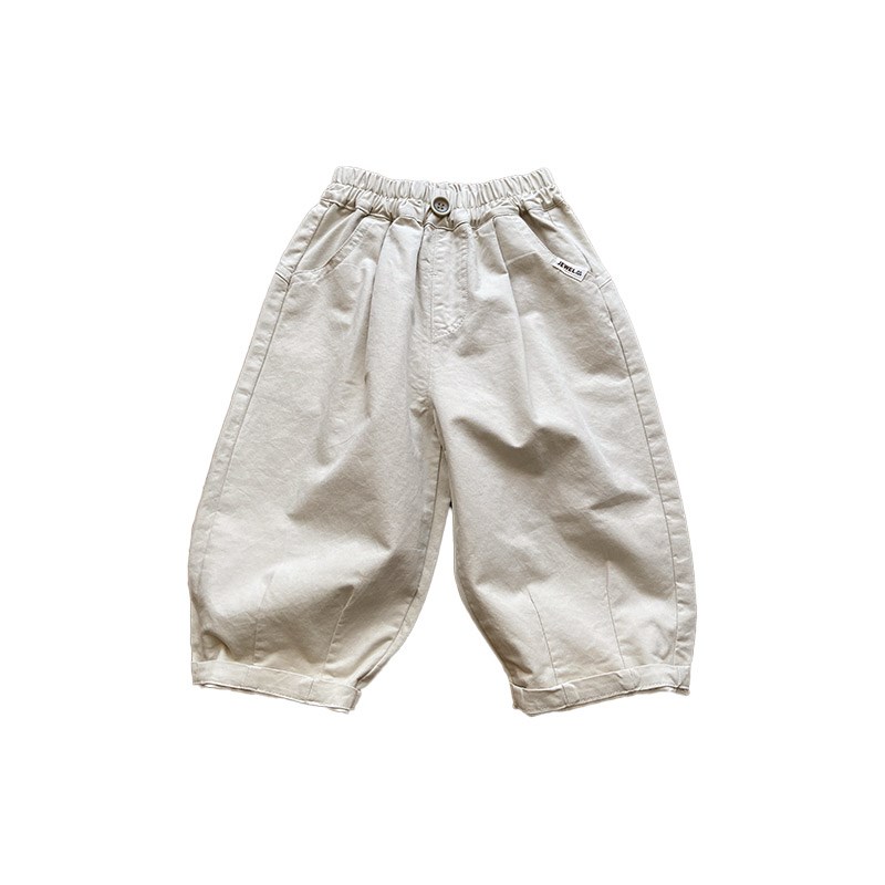 版型超赞~儿童春夏杏色小眼睛休闲裤百搭男女童简约长裤春秋裤子