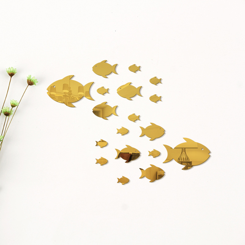 海洋鱼亚克力镜面墙贴海底世界卫生间浴室儿童房墙装饰泡泡鱼贴画