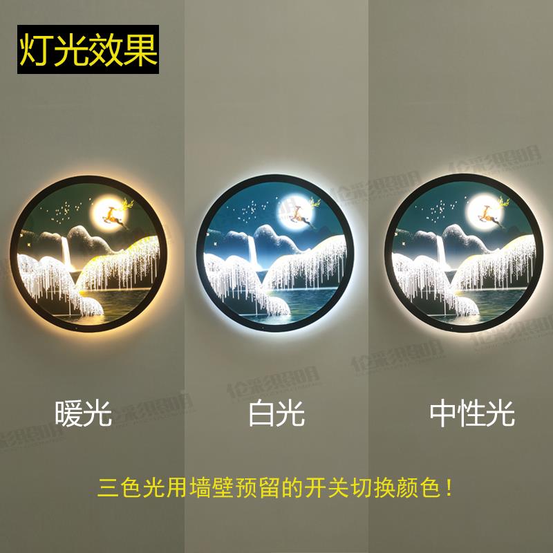 【折扣价】款灯圆形壁画中卧室新床头装饰现代创意客厅沙式发背景图片