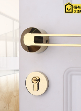 依佰利简约黑色门锁北欧式室内卧室房门锁美式磁吸静音通用门把手