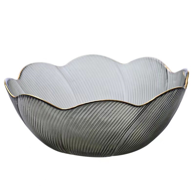 玻璃碗金边水果盘蔬菜沙拉碗荷花碗美容小碗精致茶洗家用日式透明