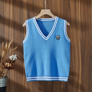 儿童马甲女孩男童春秋款针织背心宝宝初入秋男宝外穿2024新款毛衣