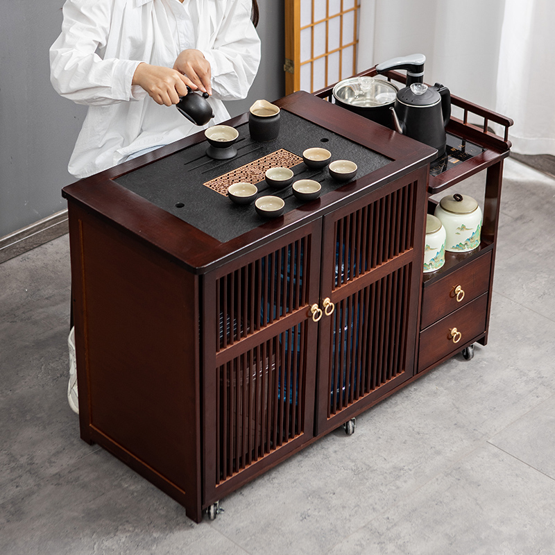 移动茶桌茶台家用实木小茶车烧水壶一体茶水柜泡茶几茶具茶盘套装