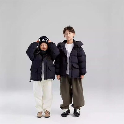 小满鹅儿童羽绒服男女童短款面包服2024新款亲子脱帽冬季外套上衣