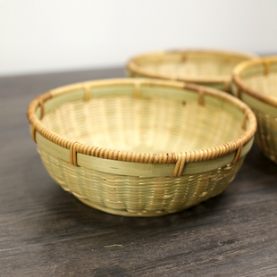 手工竹编篮全竹无漆天然竹制收纳筐馒头筐桌面收纳篮馍馍筐竹工艺