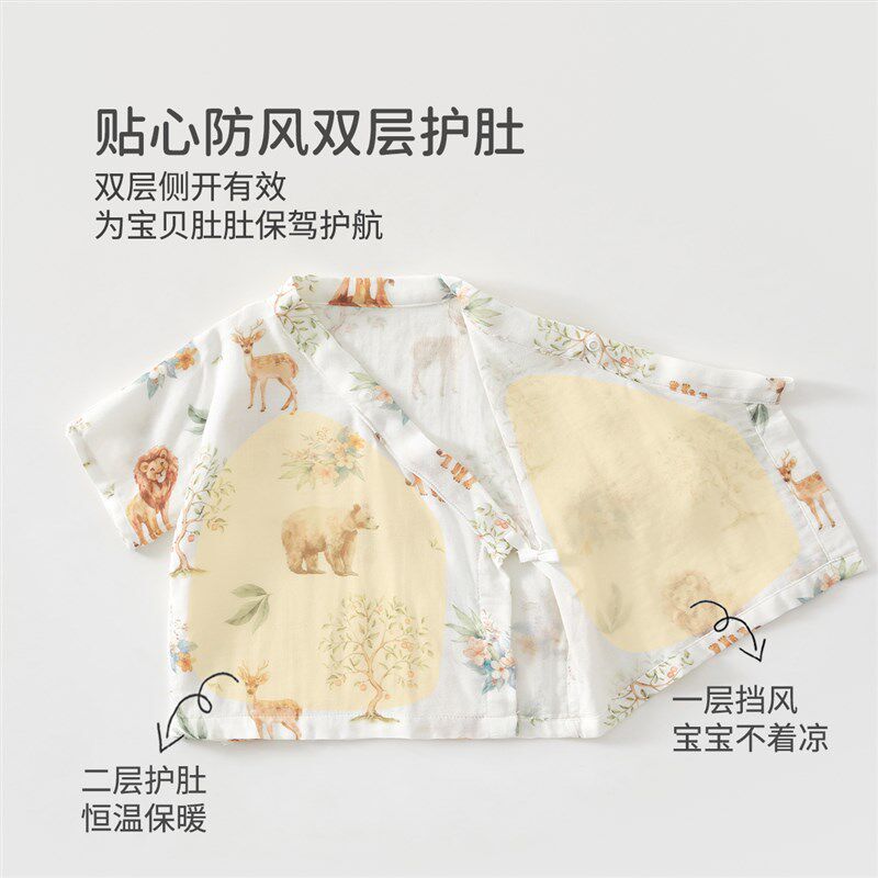 婴儿分体短袖短裤套装夏季夏装男女宝宝纱布薄款婴儿透气空调服