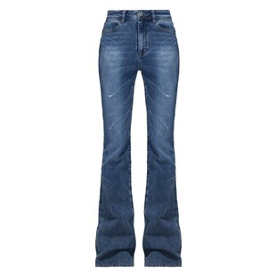 EMPTY PAGE蓝色紧身弹力牛仔裤女高腰修身显瘦显高百搭喇叭长裤