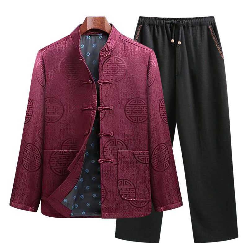 中国风男装春秋中老年唐装夹克外套老人生日过寿星衣服爸爸婚礼服,男装,唐装,淘宝优惠券,粉丝福利购,淘宝优惠卷