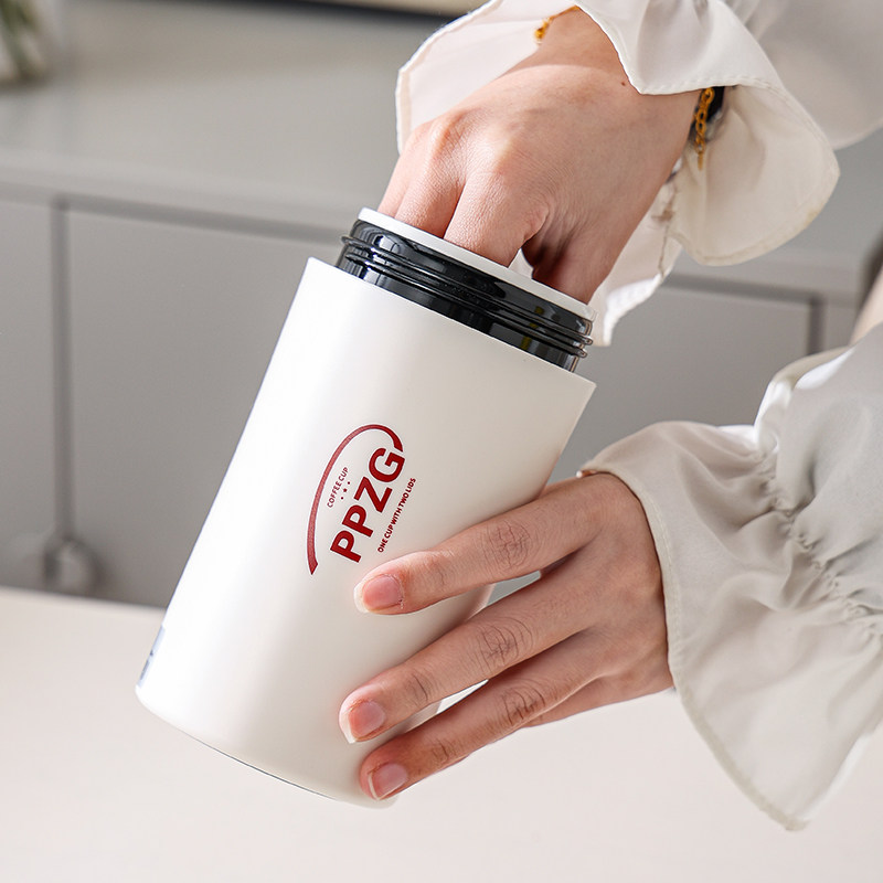 真陶瓷内胆咖啡杯男女生文艺个性保温杯户外随行便携翻盖吸管水杯