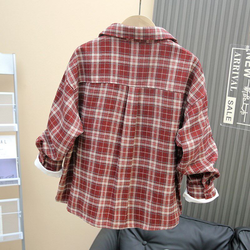 5男童春秋长袖T恤格子衬衫13岁2025新款儿童春装15大童男装套装潮