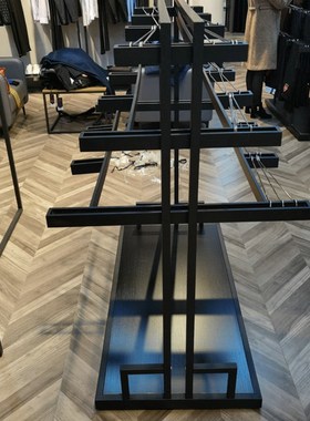 黑色铁艺裤架中岛架服装商场裤台展示架超市双面挂裤子架西裤架子