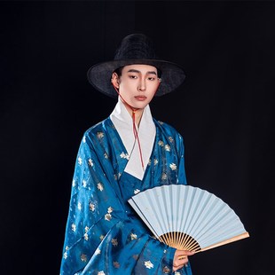 惜物国风 道袍 明制交领汉服暗纹花四和云纹织金纱料雁衔芦大袖