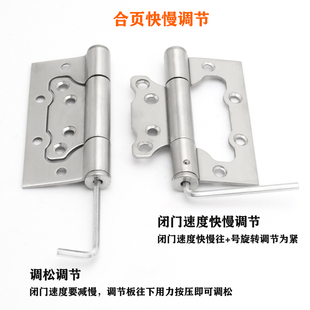 隐形门子母合页4寸5寸弹簧自动关门铰链不锈钢液压房门自闭荷叶