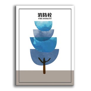 饰画自粘贴纸配电箱消火栓海报自粘可移除e140 遮挡装 消防栓装 饰