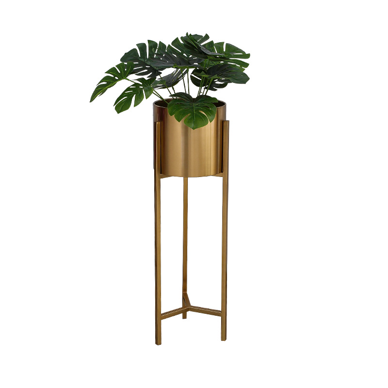 北欧简约落地花瓶架子酒店家居软装金属插花器客厅电视柜