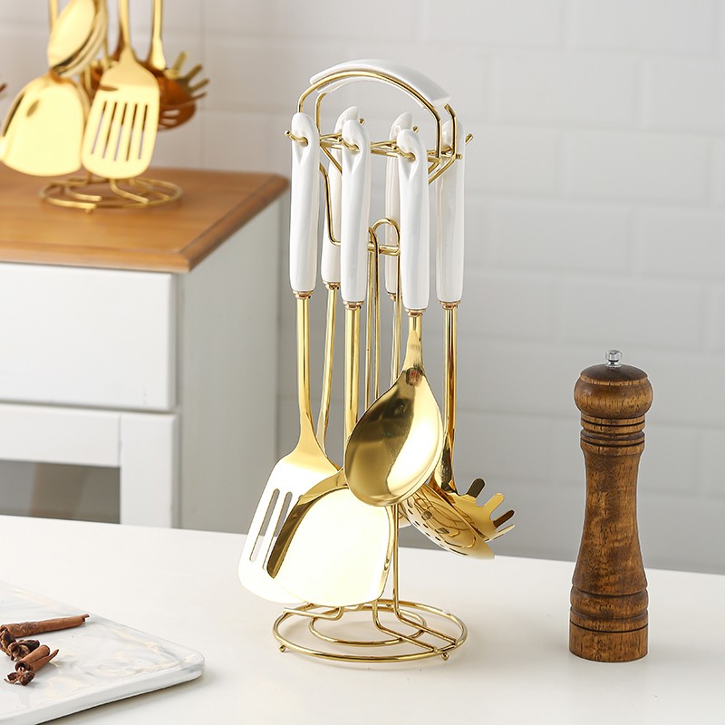 北欧轻奢祖母绿锅铲不锈钢厨具套装家用厨房用品全套炒菜铲子勺子