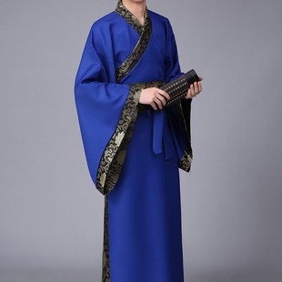 男汉服男士 服装 曲裾臣子官服汉朝大臣大氅书生直裾深衣 古装 新款