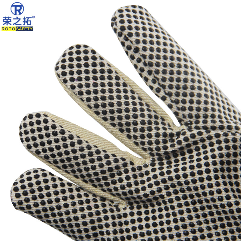 荣之拓帆布点塑手套棉布黑点塑点珠加厚作业建筑工地搬运铁路手套