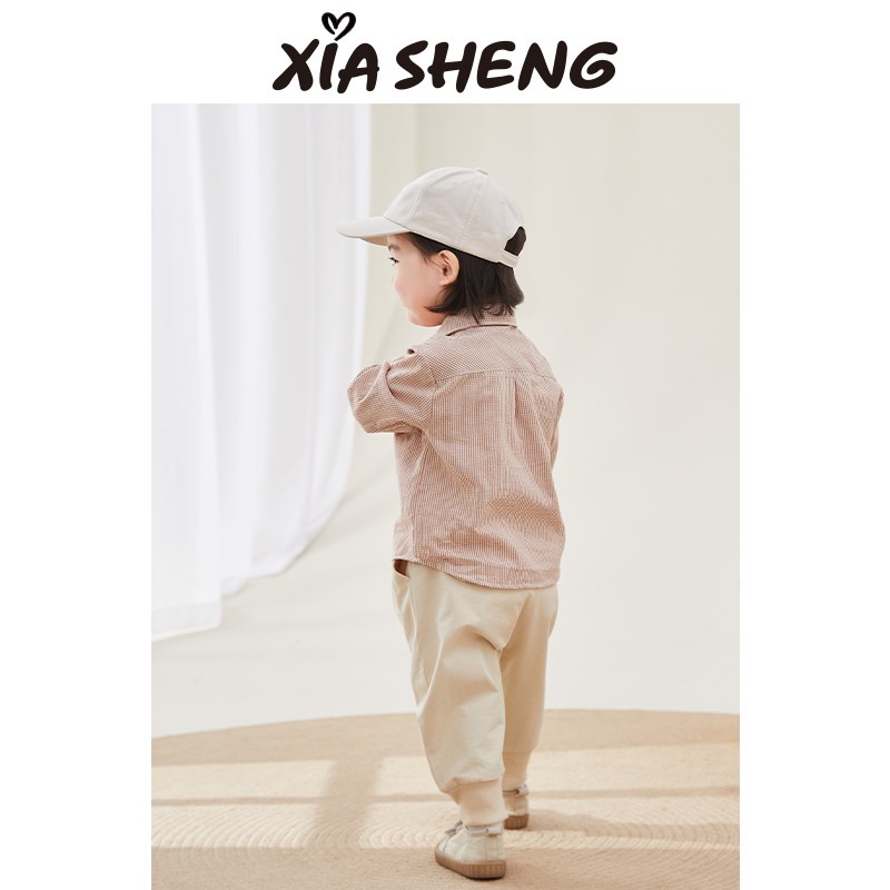 夏生宝宝衬衫2023春秋新款男童女童纯棉婴儿时尚休闲格子长袖上衣