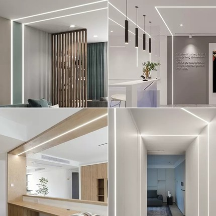 led线性灯铝槽预埋暗装嵌入式花边线形灯吊顶线条灯客厅线型灯槽