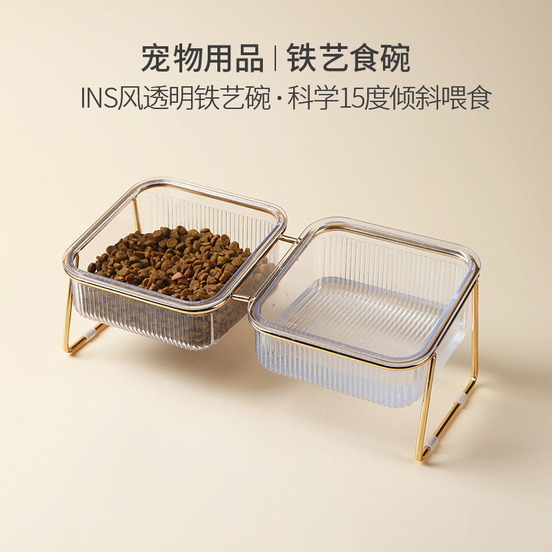 猫碗双碗自动饮水食盆保护颈椎防打翻猫粮狗饭盆狗狗猫咪用品碗