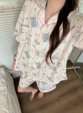 宫蝶【凉感型】迪士尼小飞象少女睡衣纯棉短袖夏季甜美外穿家居服