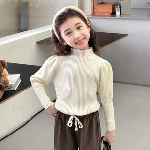 女童薄款毛衣外穿洋气秋冬宝宝半高领针织衫儿童冬季内搭打底衫潮