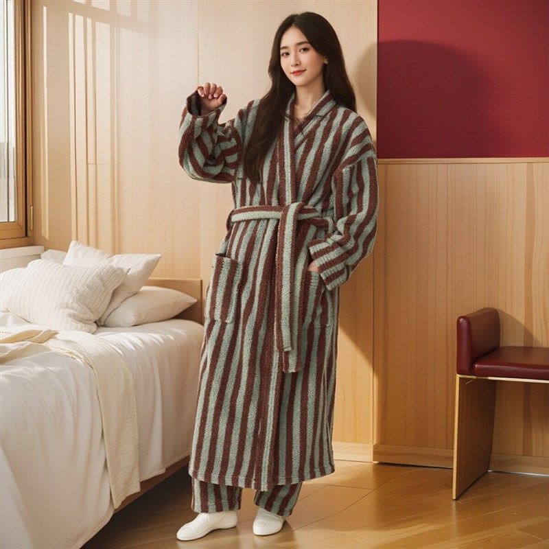 暖绒秋冬季新款情侣睡衣半边绒加长厚睡袍珊瑚绒套装晨浴袍家居服,女士内衣/男士内衣/家居服,睡袍/浴袍,淘宝优惠券,粉丝福利购,淘宝优惠卷