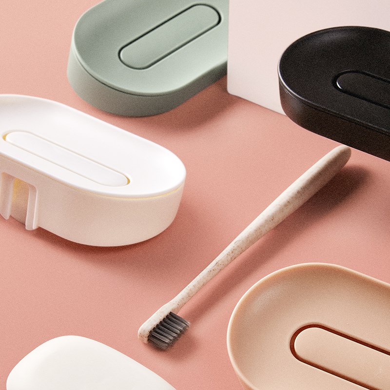 梦佳居浴室粘胶吸壁皂盒卫生间免挂式打孔吸壁香皂盒置物架肥皂盒