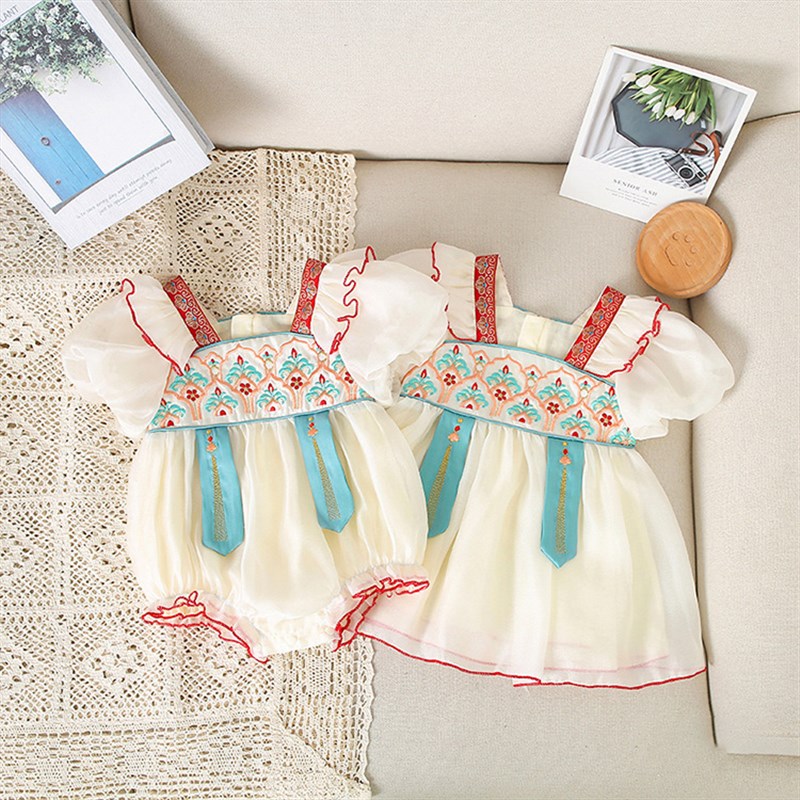 女童汉服裙夏季婴儿中国风衣服百天周岁公主礼服宝宝旗袍夏装薄款