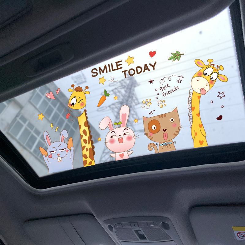 创意汽车天窗贴纸后档玻璃贴网红壁纸后窗个性车贴画装饰大图案小