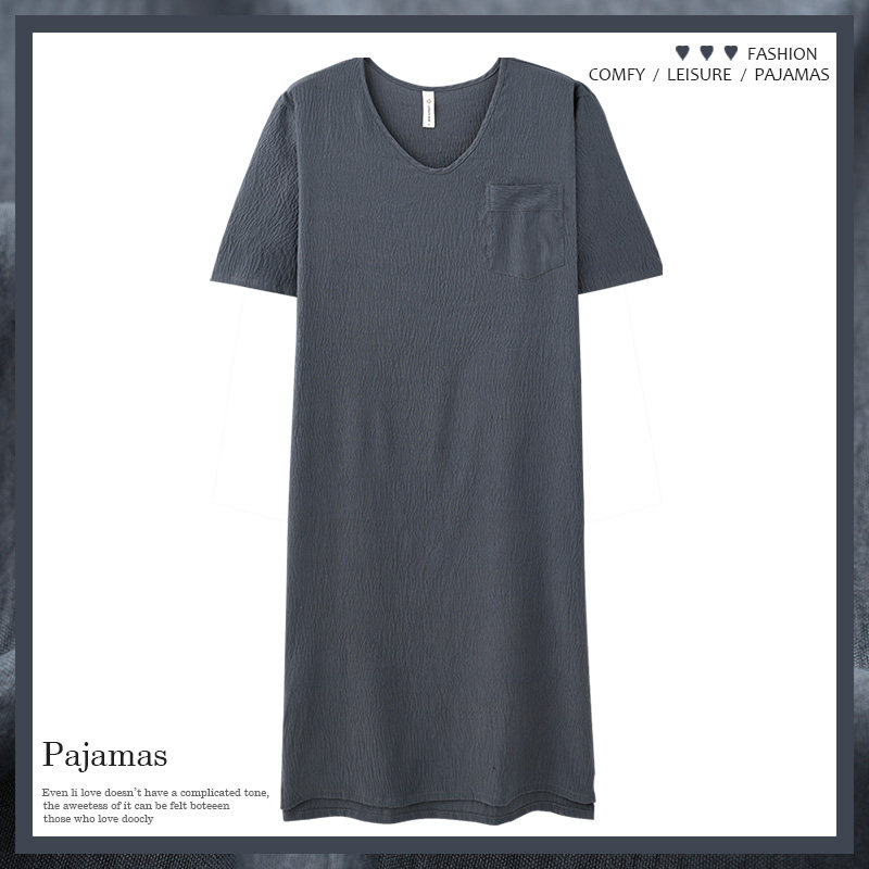 男士睡衣一体式男款夏季2024新款夏天春夏短袖睡袍棉绸云朵棉睡裙