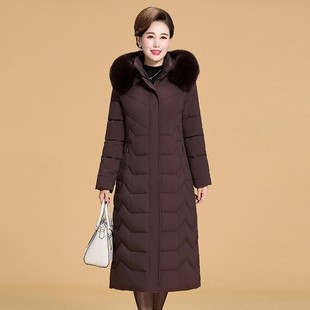 冬装加长款棉服女款新款大码妈妈装羽绒棉衣中老年人200斤厚外套