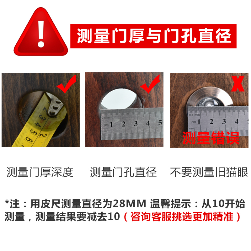 森莱猫眼门镜防撬家用光学玻璃镜片老式防盗门通用适合35-110带盖