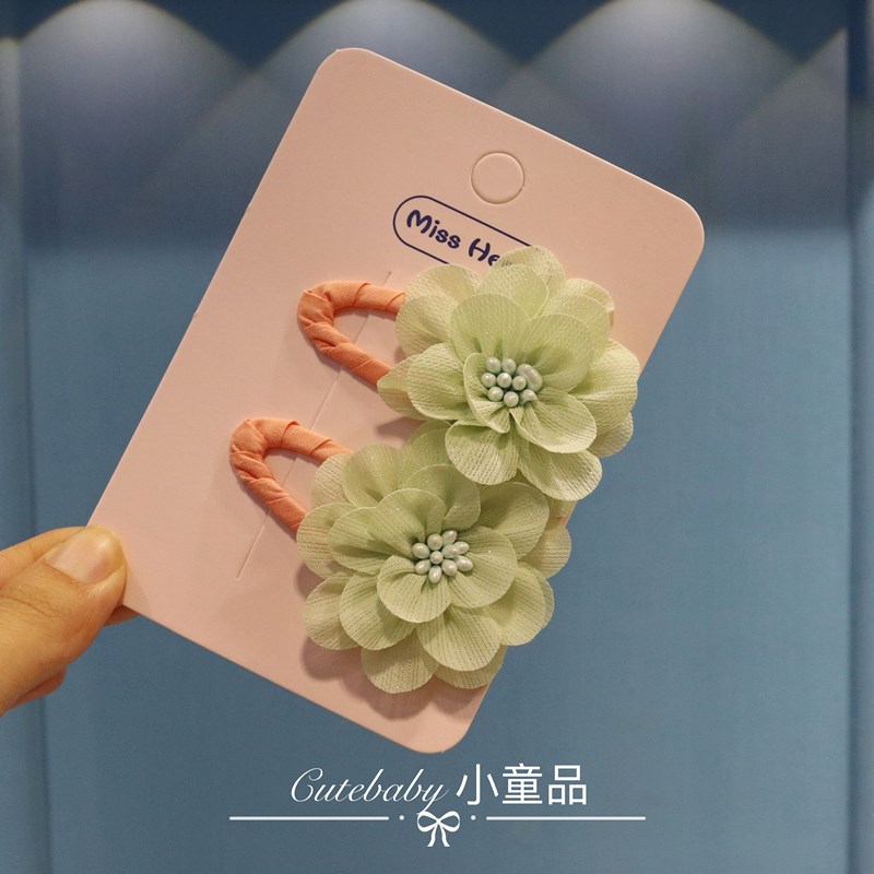 甜美彩色花朵公主洋气小女孩前额八字刘海碎发边夹儿童发卡子头饰