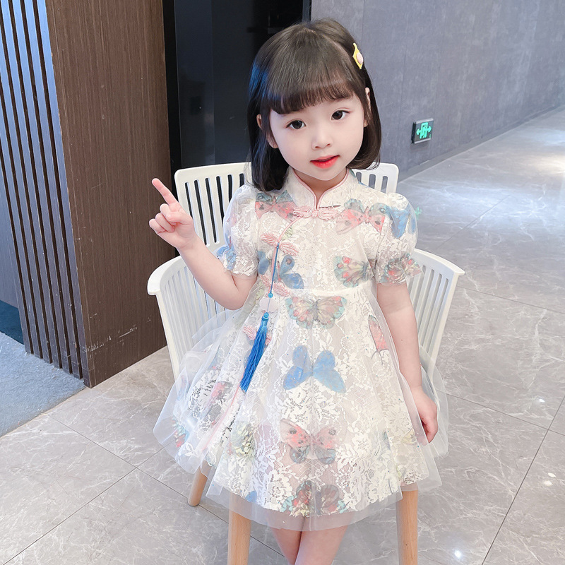 女童夏季连衣裙洋气复古旗袍裙中国风小童夏装公主女宝宝汉服裙子