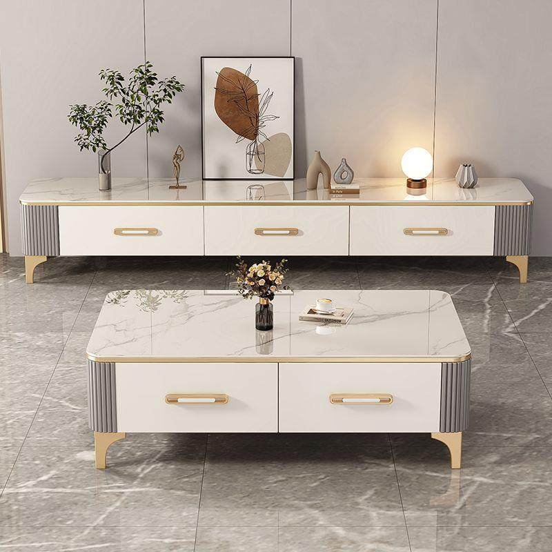 岩板茶几客厅家用现代简约长方形茶几小户型电视柜茶几组合