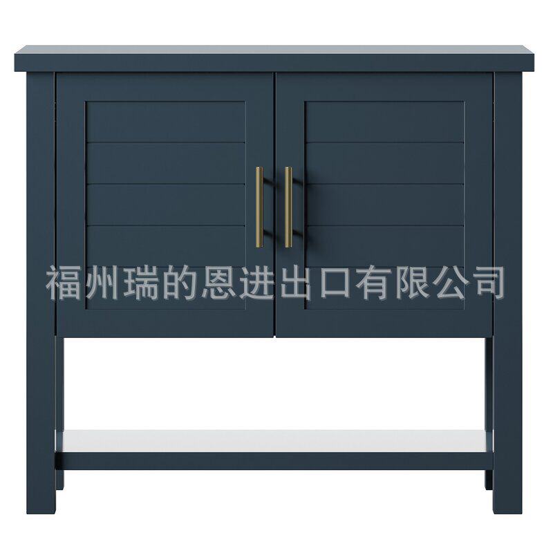 厂家直供木制储物柜浴室卧室客厅阳台花园双门百叶门储物柜青色