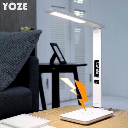 创意时钟台灯学习够亮护眼写作业可折叠无线充电台灯